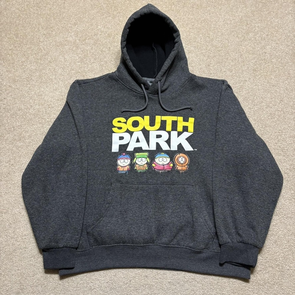 South Park X Members Only Hoodie Sweatshirt Mens Large Gray Cartoon Fleece